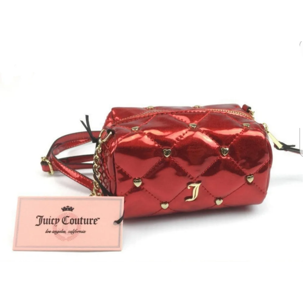 Juicy Couture Metallic Gold & Poppy Red Quilted Sofie Mini Crossbody Bag - Picture 2 of 15